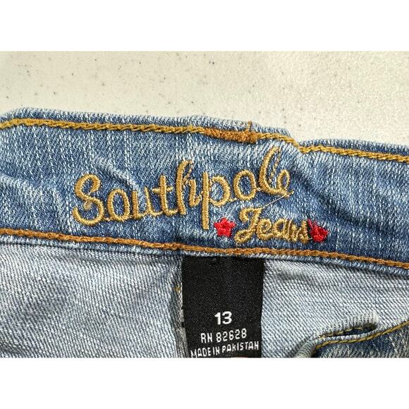 Southpole Jeans Sz 13 (34x30.5) Bootcut Light Wash Mid Rise Vintage Embroidered - Picture 3 of 10